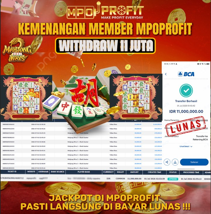 MPOPROFIT JACKPOT SLOT PGSOFT! KEMENANGAN MURNI DI (MAHJONG WAYS TOTAL RP 11.000.000,- LUNAS)